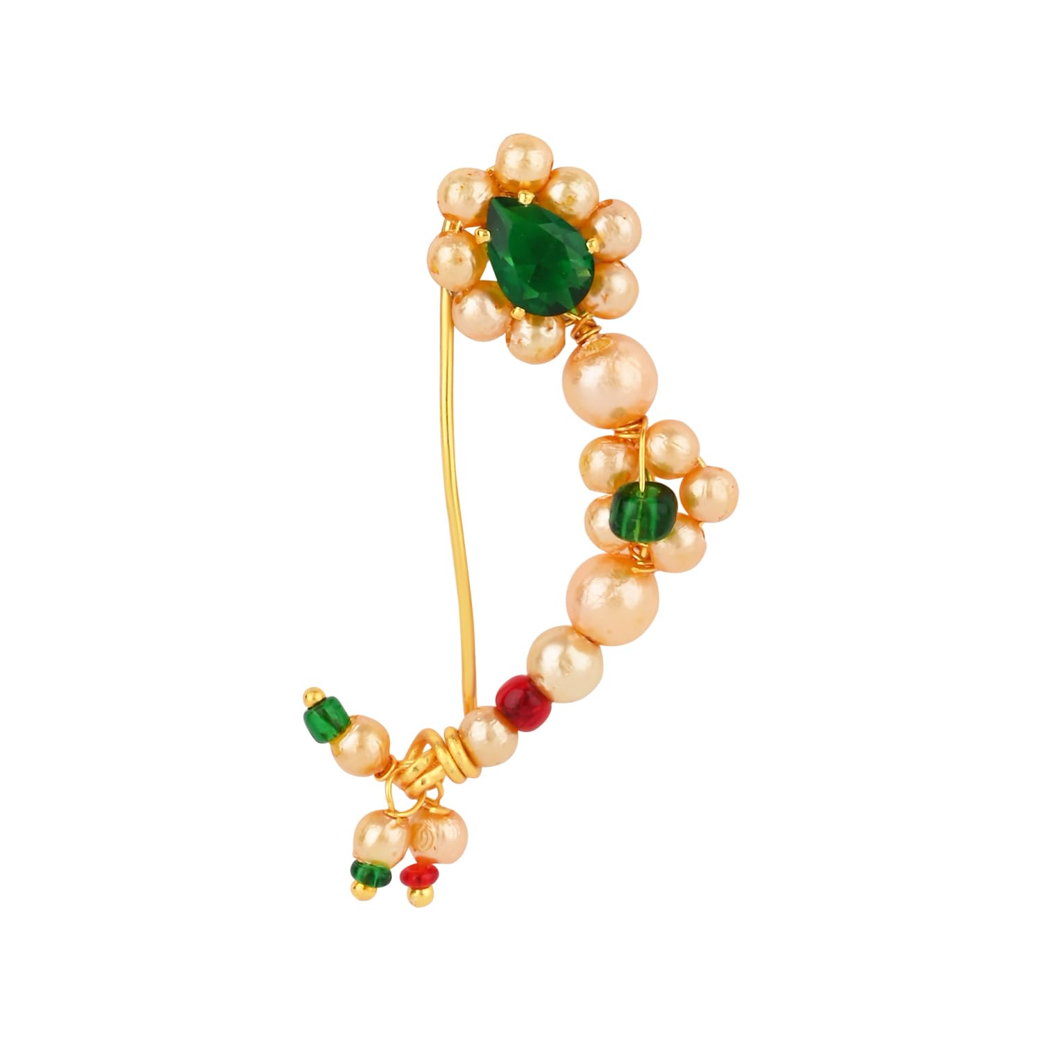 I Jewels Maharashtrian Ethnic Gold-Plated Non Piercing White Pearl Nath Clip-On Nose Pin for Women (NL91QG) (B0DDY2KNGW) Amazon Price History, Amazon Price Tracker