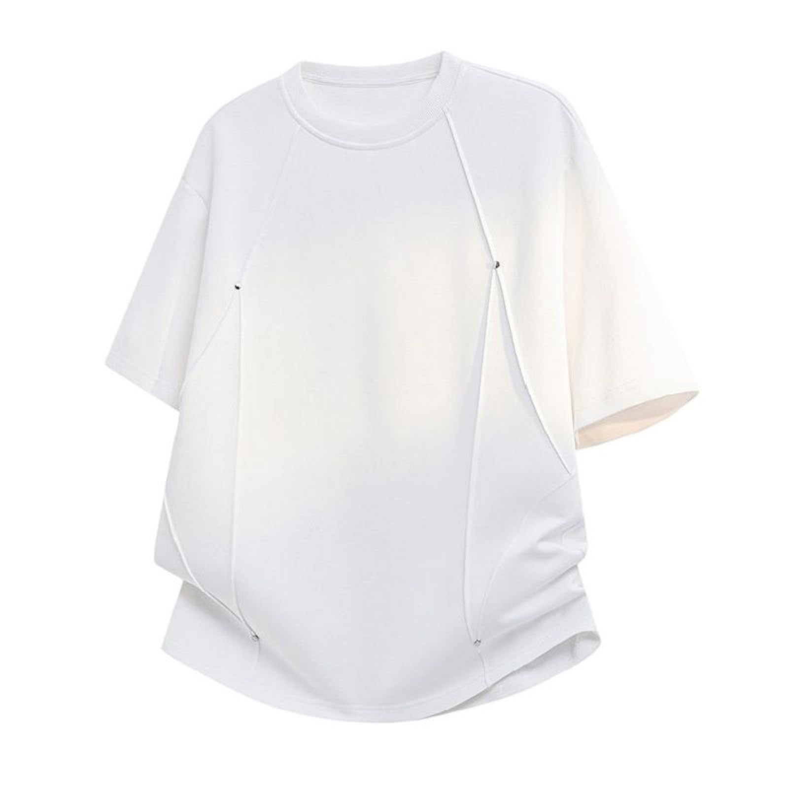 T-shirt da uomo a maniche corte in cotone stampato a righe con colletto alla coreana vestibilità ampia per abbigliamento da viaggio casual