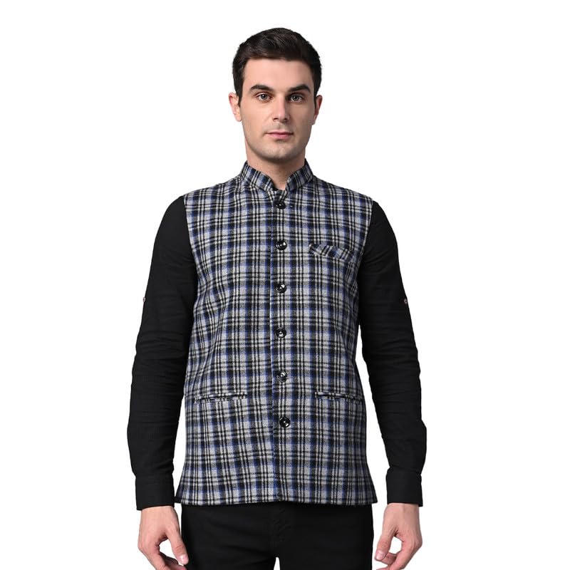 Image of VASTRAA FUSION Men's Traditional Woolen Nehru Jacket Modi Waistcoat