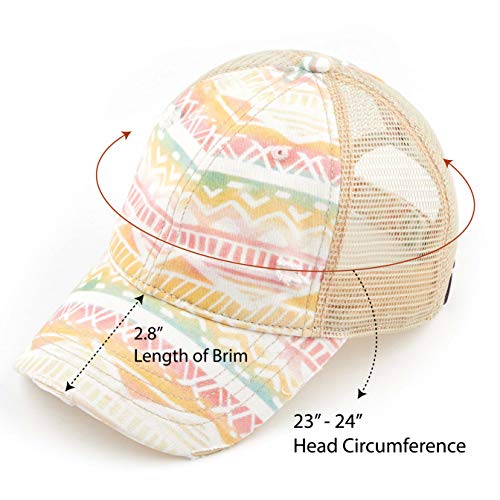 Image of C.C Exclusives Washed Distressed Cotton Denim Criss-Cross Ponytail Hat Baseball Cap Bundle Hair Tie (BT-1007)
