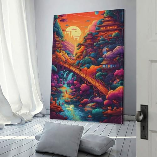 Art mural paysage fantastique lot de 4 toiles pour personnaliser une décoration murale vide