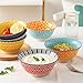 KitchenTour Ceramic Bowls Set - 20 oz Serving Bowls For Kitchen - Cereal, Ice Cream, Soup, Salad, Rice, Dessert Ceramic Bowls - Assorted Colorful Set of 6 - Microwave Dishwasher Safe - 6 Inch
