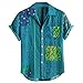 Xmiral Camicie da Uomo Camicie Casual Larghe a Maniche Corte con Colletto rovesciato Stampato Etnico Vintage ( M,81verde )