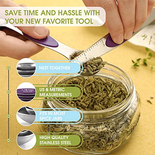 image for Spring Chef Magnetic Measuring Spoons Set, Dual Sided, Stainless Steel