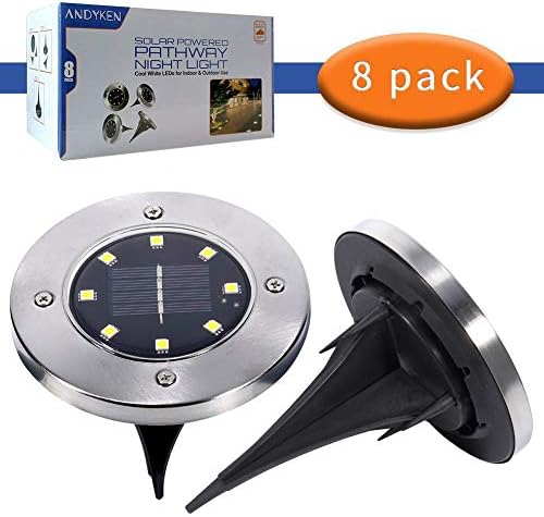 Solar Ground Lights Outdoor - Upgrade 8 LED Solar Garden Lights Waterproof Solar Landscape Lighting for Lawn Patio Yard Walkway Driveway White (8 Pack)