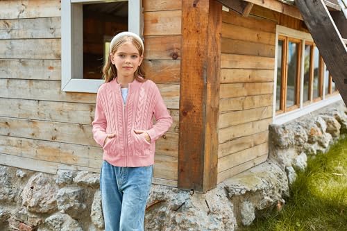 Image of GRACE KARIN Girls Knit Cardigan Sweater Zip Long Sleeve Kids School Uniform Fall Jacket Size 6-14