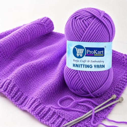Image of ProKart Premium Woolen 4 Ply Hand Knitting Wool Yarn | Fine Weight Soft Yarn for Sweater, Scarf, Hat, Baby Clothes, Purse, Gift Bags & DIY Craft Accessories (Purple Jam, 100gms x 1 Pack) - PRO55