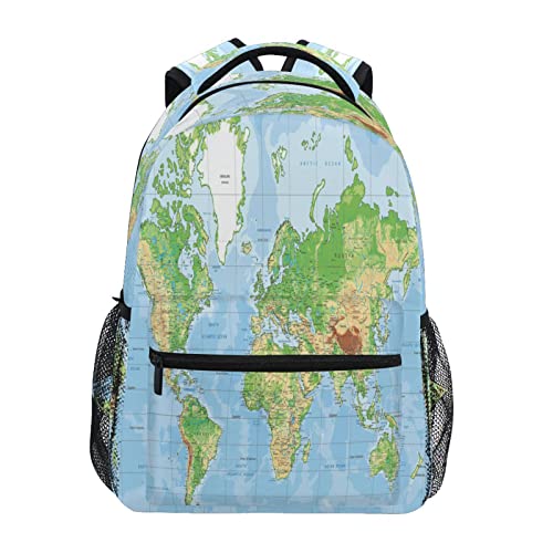 Mochila con mapa del mundo para la escuela y viajes de vacaciones de adolescentes