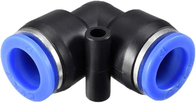 sourcing map Plastic Elbow Push to Connect Tube Fitting 12mm Tube OD Pneumatic Air Push Fit Lock Fitting Blue 5pcs
