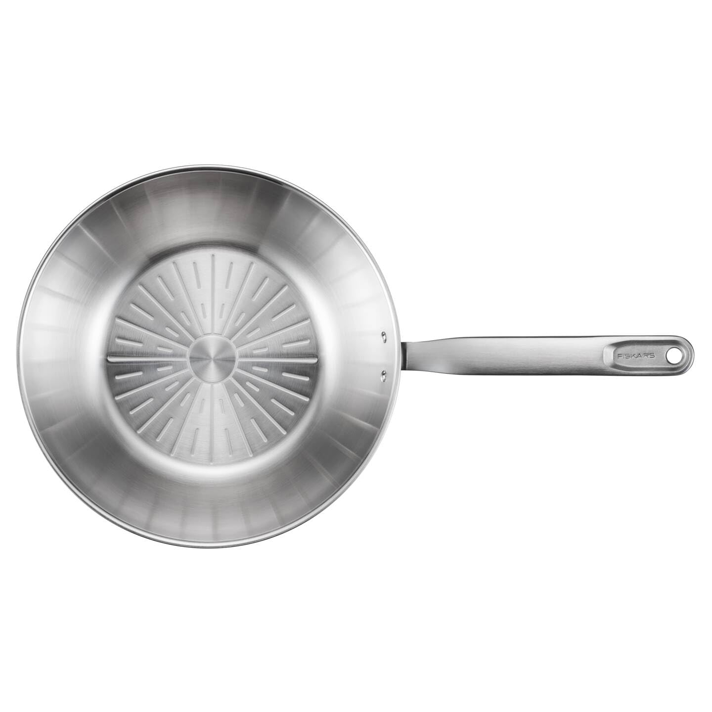 Fiskars Wok, Ø 28 cm / 4,5 L, Czysta stal, Niepowlekana patelnia, Nadaje się do wszystkich płyt grzewczych, Stal nierdzewna z recyklingu, Srebrny, 1065629