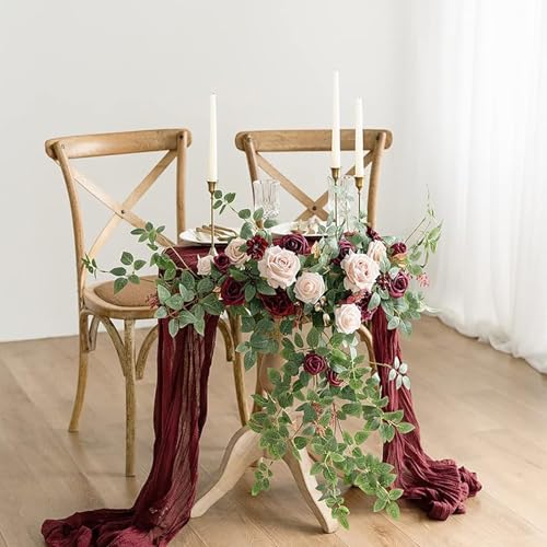 Guirlandes Florales Artificielles Mariage Bordeaux Premium - 6