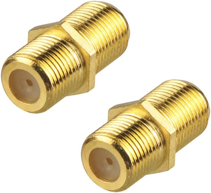 VCE Coaxial Cable Connector, RG6 Coax Cable Extender F-Type Gold Plated Adapter Female to Female for TV Cables, 2 Pack