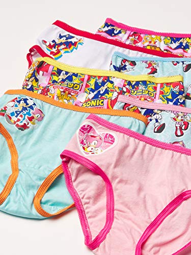 Sonic The Hedgehog Girls' 7-Pack 100% Cotton Underwear Available in Sizes 4, 6, and 83
