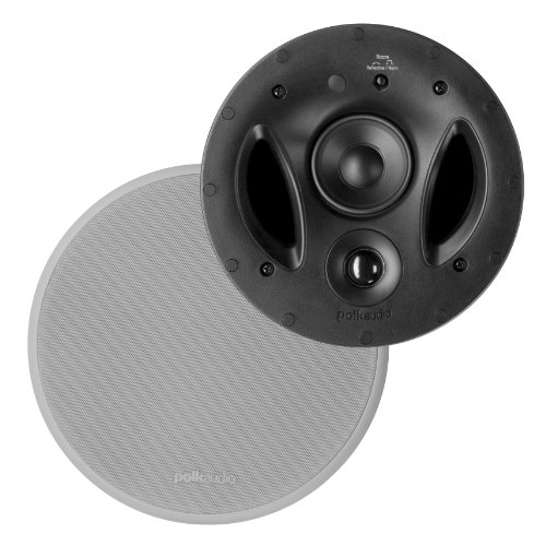 Polk Audio 70-RT 3-Way in-Ceiling Speaker, Surround Sound Speaker, (2.5” Driver, 7” Sub) - Vanishing Series | Power Port | Paintable Grille | Dual Band-Pass Bass Ports, White by Polk Audio - Used condition - US$145.41