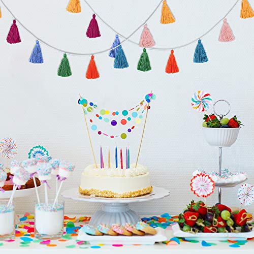 4 Pieces Tassel Garland Boho Colorful Tassel Banner Decorative Wall Hanging For Home Decoration Wedding Birthday Baby Shower Party Supplies, Pre-Assembled (Tassel In 3.1 Inches) #TOP2