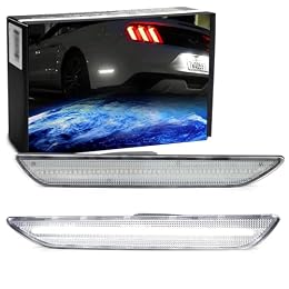 iJDMTOY Semi-Clear Lens Xenon White Full LED Rear Side Marker Light Kit Compatible With Ford 2015-2023 Mustang, Powered by 48-SMD LED, Replace OEM Back Red Sidemarker Lamps
