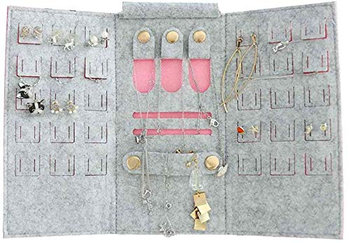 MOOUK Voyage Bijoux Rouleau Organiseur, Portable Pliable Bijoux Rangement Sac Rouleau Up Organiseur Étui Support pour Plusieurs Colliers Boucles d'oreilles Bracelets Anneaux Chaînes