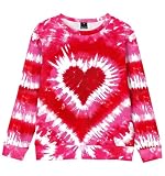 Remimi Girls Valentines Sweatshirts Long Sleeve Pink Heart Shirts Kids Boys Tie Dye Holiday Outfits 5-6 Years