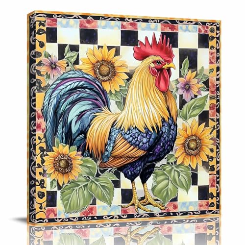 Canvas Wall Art Oil Painting Plaid Vintage Farm 6 Framed