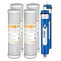 Membrane Solutions FX12P FX12M Replacement Water Filters Compatible with GE GXRM10RBL GXRM10G, 50 GPD RO Membrane and 10 inch x 2.5 inch Carbon Water Filter Cartridge Combo Pack