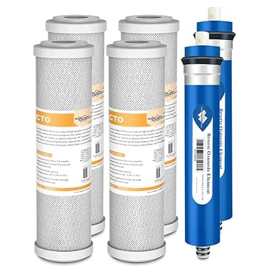 Membrane Solutions FX12P FX12M Replacement Water Filters Compatible with GE GXRM10RBL GXRM10G, 50 GPD RO Membrane and 10 inch x 2.5 inch Carbon Water Filter Cartridge Combo Pack
