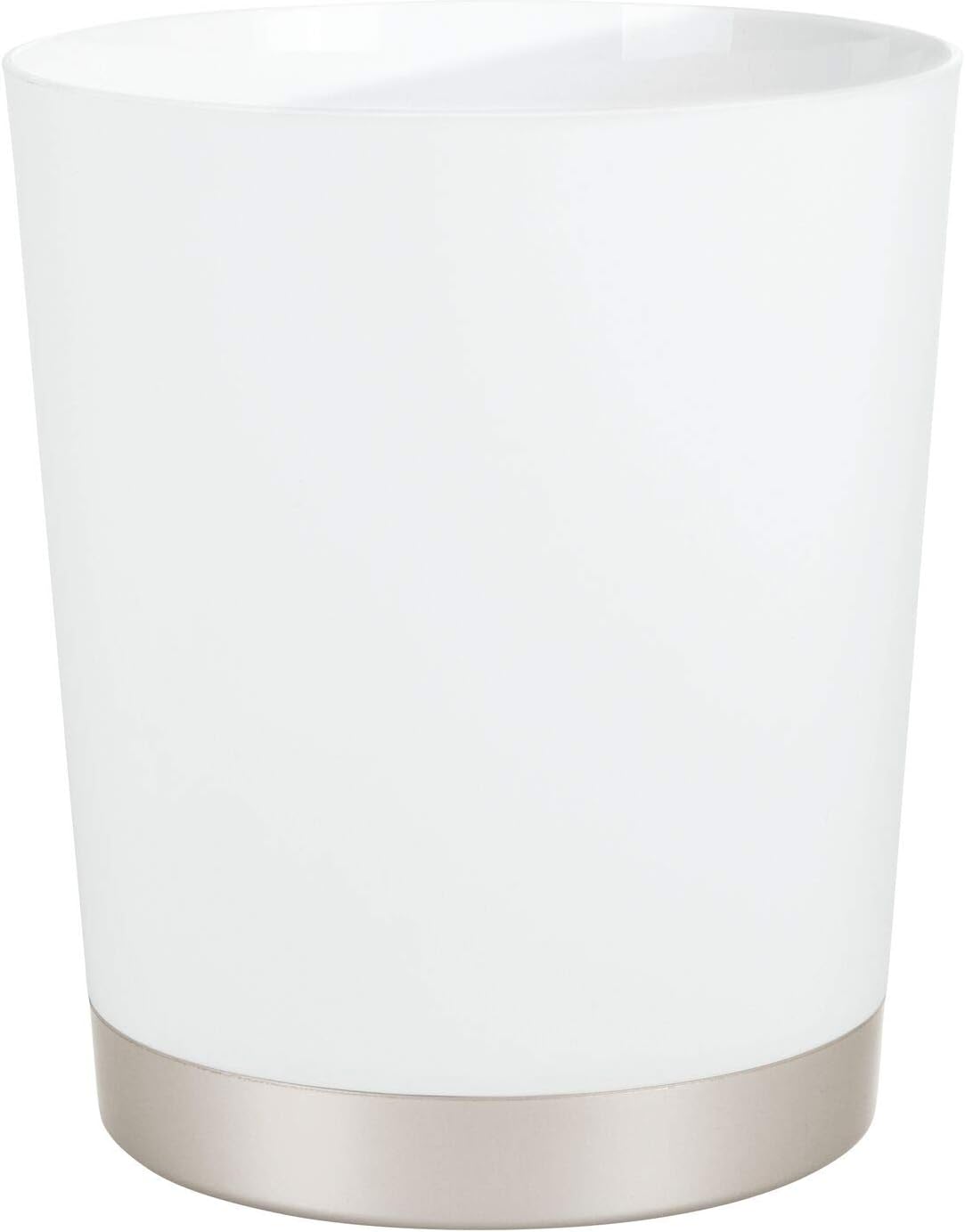 iDesign Sedona Wastebasket Trash Can for Bathroom, Kitchen, Home Office - Matte White/Nickel