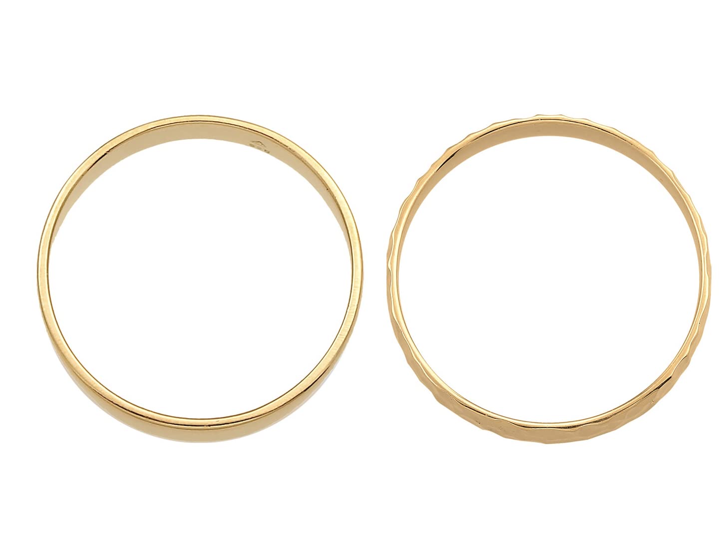 Kuzzoi Herrenringe Ring Set Silber 2 Stück Bandringe 925 Silber vergoldet