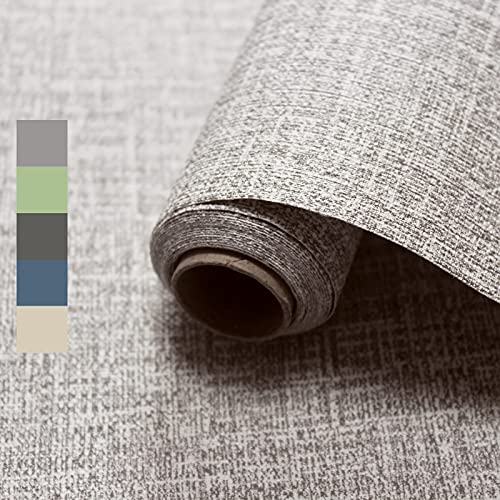 WADILE Grasscloth Peel and Stick Wallpaper 15.7in x 78.7in, Textured Contact Paper for Cabinets, Faux Linen Wall Paper Sticker Pull and Stick, Fabric Vinyl Wallpaper Self Adhesive Light Gray