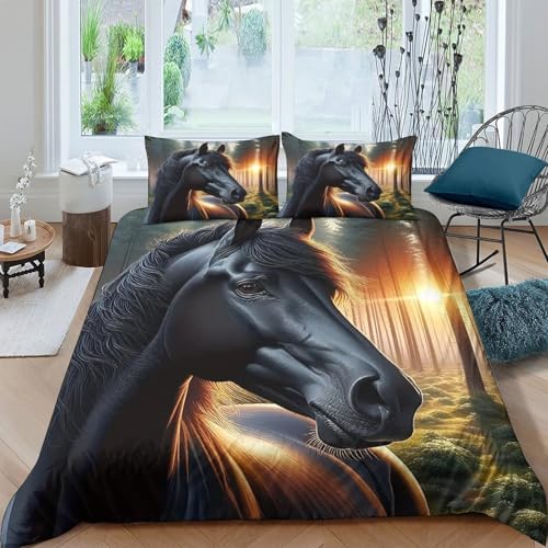 Housse de couette 200x200 cheval avec parure lit microfibre 3D - 8