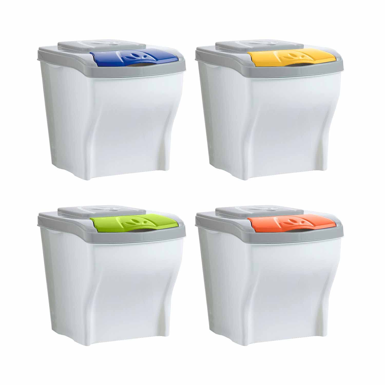 Bama Poker - Conjunto de 4 cubos modulares para la basura, 20 Litros