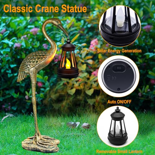 Stadeco Solar Garden Statue Crane Figurine, Outdoor Hanging Solar Lanterns thumb #2