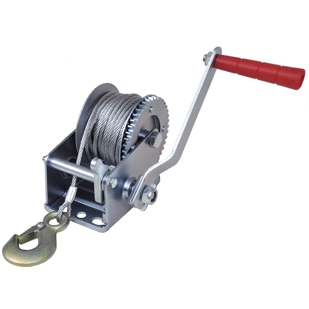Verricello manuale in ferro, 360 kg, corda da 8 m, rapporto 3,2 1, gancio di carico da 85 mm, verricello di trazione per rimorchi, officine, garage, cantieri, foreste, barche, rimorchi e