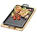 Küchenprofi Patelnia grillowa BBQ żeliwna rowkowana na drewnianej desce, prostokątna, 32 x 22 x 3,5 cm, palenisko, wszystkie rodzaje kuchenek łącznie z indukcyjną, patelnia do serwowania 0305351026