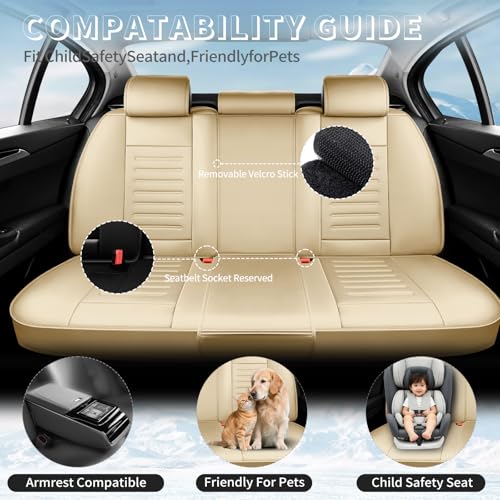 Image of Fit Equinox Premium Leather Car Seat Covers for Chevrolet /Chevy Equinox 2011-2025 2026, Breathable Waterproof All-Weather Seat Cushion Protector, Airbag Compatible, 2 Front Seat Beige
