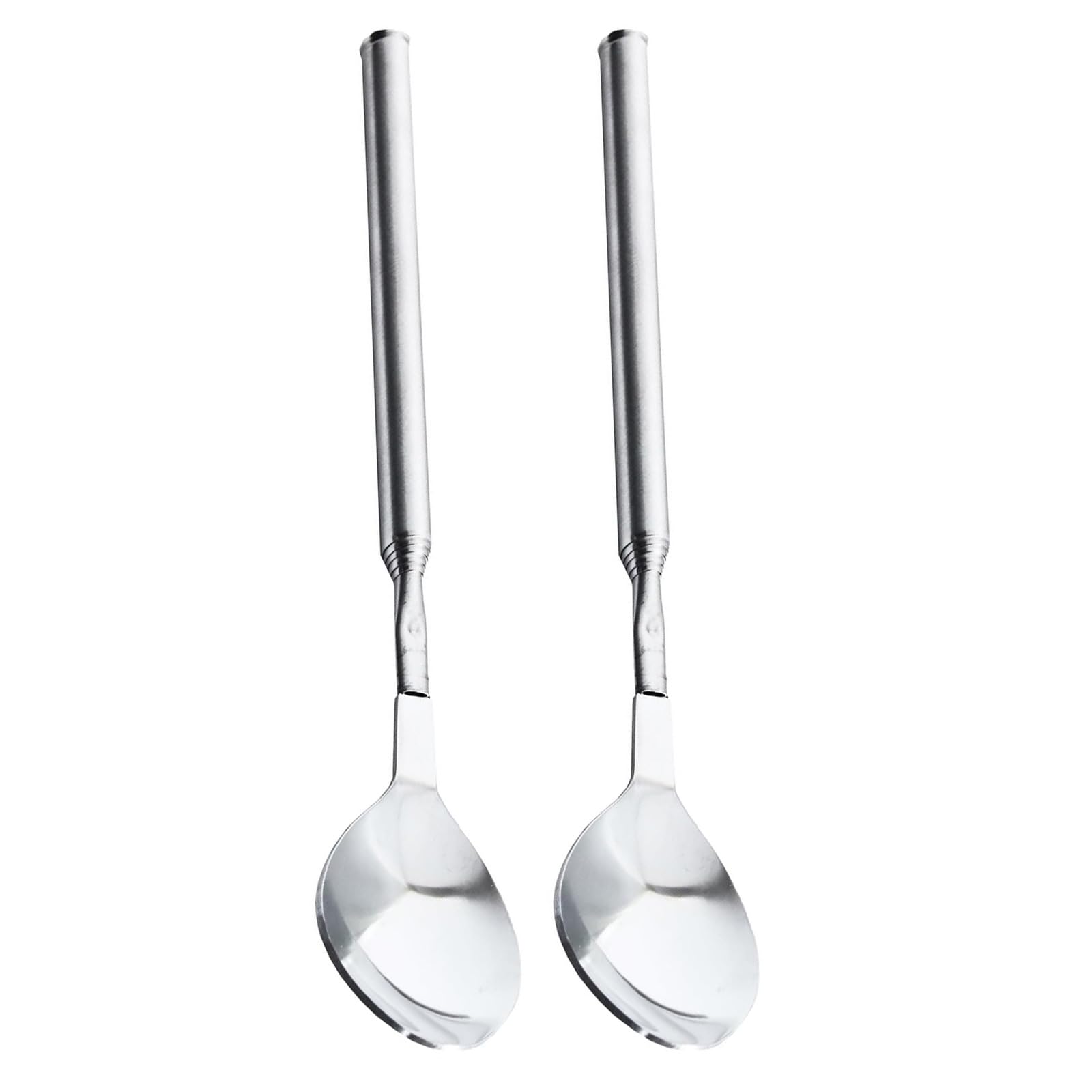 Tsophreniq 2pcs Telescoping Stainless Steel Forks Spoons Portable Extendable Cutlery with Long Handle for BBQs and Home Use Portable Outdoor Cooking Forks