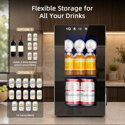 Image of Antarctic Star 10L Mini Fridge, Beverage Refrigerator Small Drink Fridge for Bedroom, beverage cooler with Digital Temp Adjustment 40-61F, Ideal for Bedroom, Dormitory, Office, Bar and Kitchen