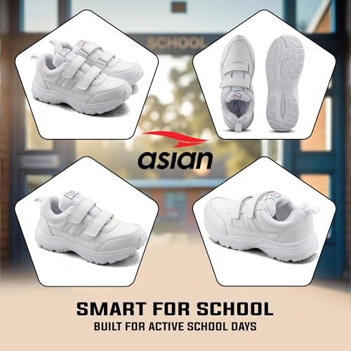 Image of ASIAN Expo-31 Hook n Loop School Shoes for Kids | Comfortable School Shoes for Boys & Girls with Easy Hook n Loop Closure, Soft Cushioning, Durable Upper & Steady Grip Sole