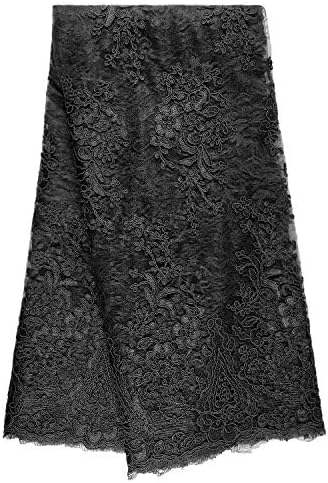NJHG Beaded Lace Fabric 5 Yards Lace Embroidered with Pearls Attached by Hand, Tulle Fabric Lace for Party Wedding