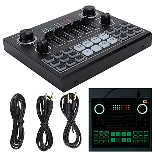 Audio Mixer, V9 Bluetooth Soundkarte Stereo Audio Mixer 16 Spezialeffekt Sound für Computerspiel Handy Live Broadcast