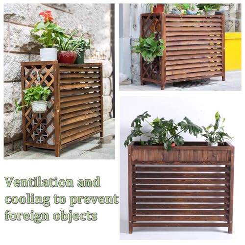 Housse de climatisation solide bois carbonisé pour protéger et décorer votre balcon - 4