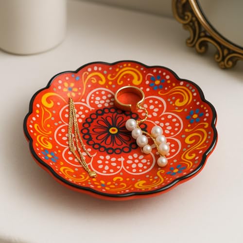 Ayennur 4-Piece 5-Inch Handmade Turkish Ceramic Plate Set – Wall & Table Decor & Jewelry/Ring Dish – Decorative Rings & Jewelry Tray Set by Ayennur - Image 4