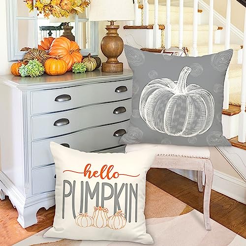 Benjia Grey 45x45 Autumn Cushion Covers Set of 4, Maple Leaf Pumpkin Decorative Holiday 18x18 Inch Fall Throw Pillow Covers Thanksgiving Pillow Case for Indoor Home Bedroom Couch Sofa Decor 45x45cm - Cosy Home Interiors Benjia Grey 45x45 Autumn Cushion Covers Set of 4, Maple Leaf Pumpkin Decorative Holiday 18x18 Inch Fall Throw Pillow Covers Thanksgiving Pillow Case for Indoor Home Bedroom Couch Sofa Decor 45x45cm - Image 2