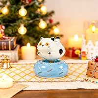 Amazon.co.jp: ミニ猫 置物 陶器製 360度回転 ネコ 置物 おもしろ