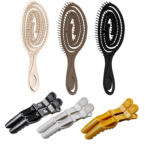 Counius 3Pcs Haarbürste,6 Entenschnabel-Haarspangen,Elastische Massage Haarbürste Damen Entwirrungsbürste gegenl Anti-Frizz,für jeden Haartyp Cover