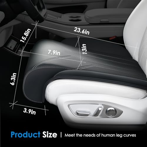 Image of FLORICH Car Seat Extender Leg Support Cushion for Driver Seats Office Chair, Leather Memory Foam Widened seat Cushion for Long Drivers Universal Car Seat Cushion Legs Rest Pads-Black