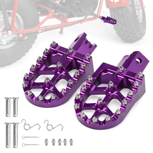 BEAROLNE Mini Bike Foot Pegs CNC Anti-Slip Wide Footpegs for Coleman CT100U CT200U BT200X CC100X CRF XR 50 70 110 125 SSR Motorcycle Dirt Bike Pit Bike Pedals (Purple)
