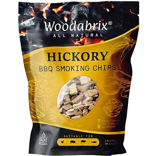 Woodabrix Hickory Wood Chips I BBQ Wood Chips are suitable for Charcoal Gas and BBQ/Smoker I 100% Natural and Eco-friendly I 800 grams (3.2 Litre / 195 cu in)
