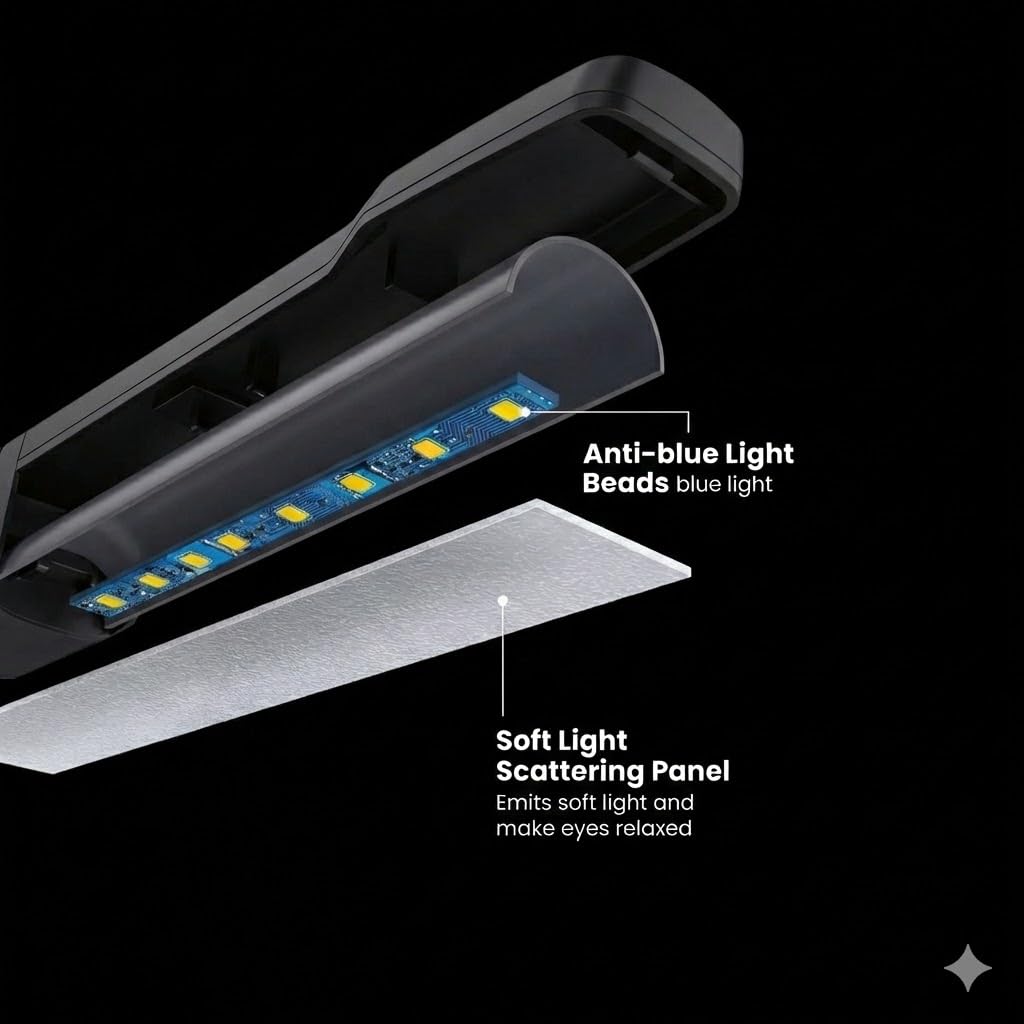 Infitronic IN10LEDNL – 10 LED lámpara para atril de partituras, lámpara de piano, lámpara de lectura, lámpara de pinza, 2 niveles de santidad, color negro