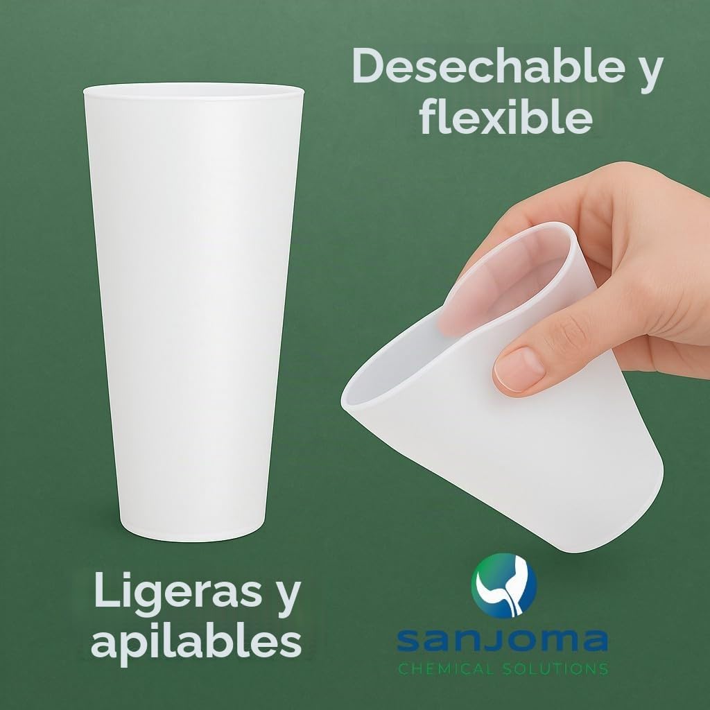 Sanjoma Chemical Solution Vasos Combicocktail 500 unidades - 13,4cm de altura y capacidad de 450ml - Pack vasos Reutilizables(25 lavados) - Material Polipropileno