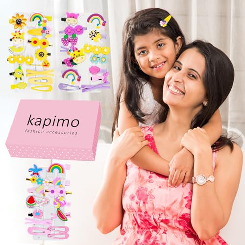 Image of kapimo 42 Pcs Hair Clips for Girls Kids Cute Fancy Hair Accessories for Baby Toddlers Teens Hairclips